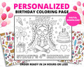 Custom Fashion Doll Birthday Coloring Page | Personalized Doll Birthday Activity|  Printable Party Activity for Girls