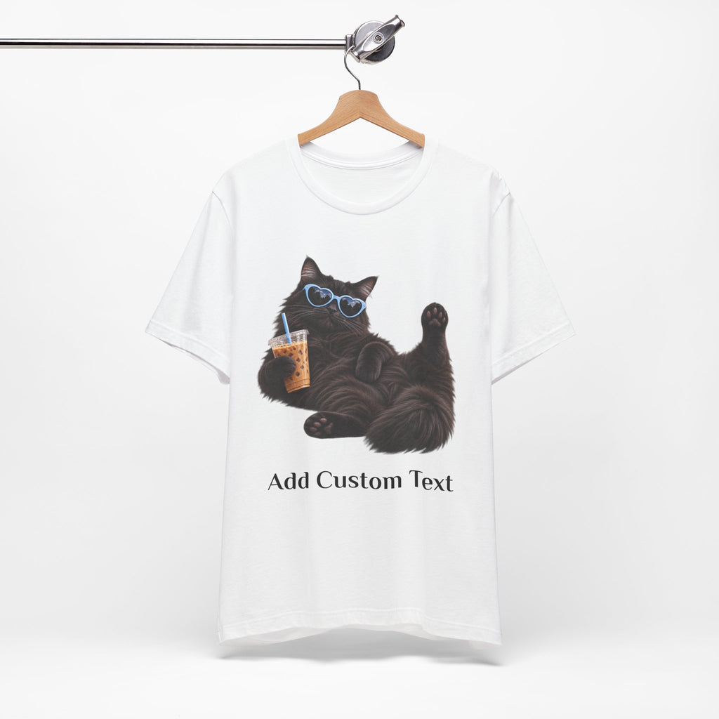 Custom Cat Shirt Personalized Ice Coffee Cat Mom T-shirt Funny Cats and Coffee Shirt for Cat Lovers