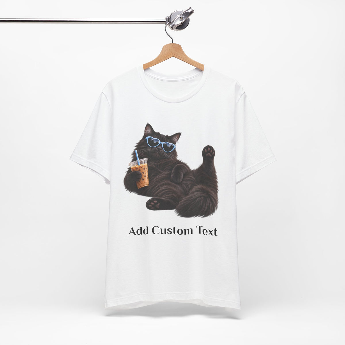 Custom Cat Shirt Personalized Ice Coffee Cat Mom T-shirt Funny Cats and Coffee Shirt for Cat Lovers