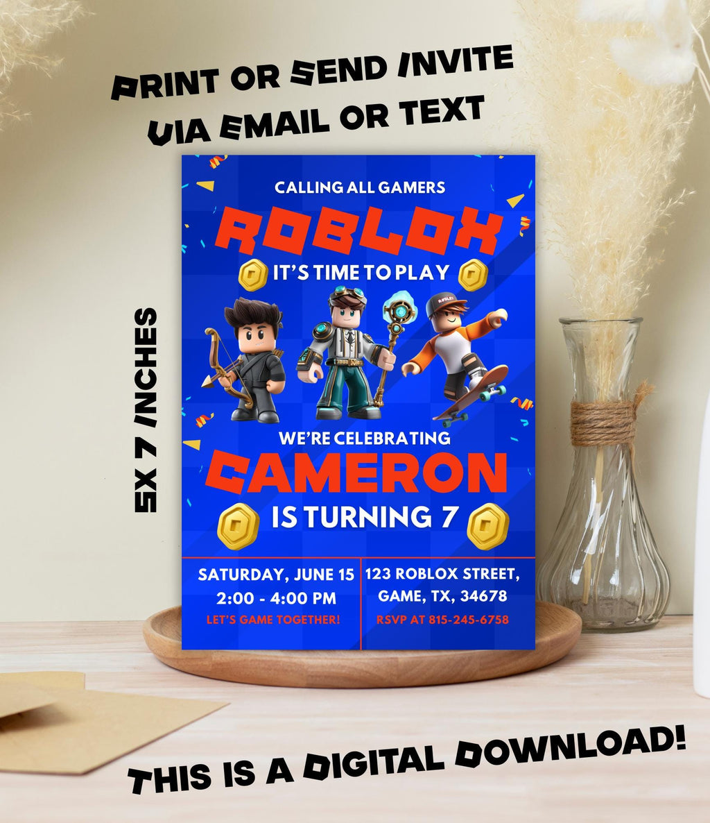 Roblox Birthday Invitation | Roblox Birthday Party | Printable Gaming Invite for Kids | Roblox Boy Party |  Done for You Birthday Invitation