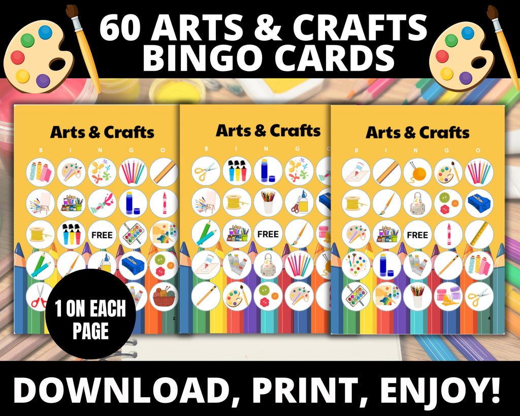 Art Bingo Cards| Arts and Crafts Birthday Bingo Game for Kids