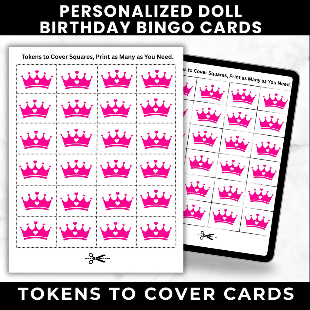Custom Fashion Doll Birthday Bingo Cards for Girls Party | Printable Bingo Cards for Kids Birthday Activity |