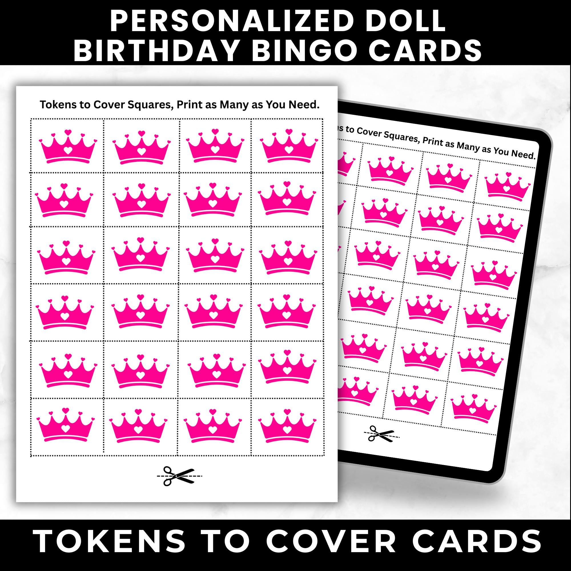 Custom Fashion Doll Birthday Bingo Cards for Girls Party | Printable Bingo Cards for Kids Birthday Activity |