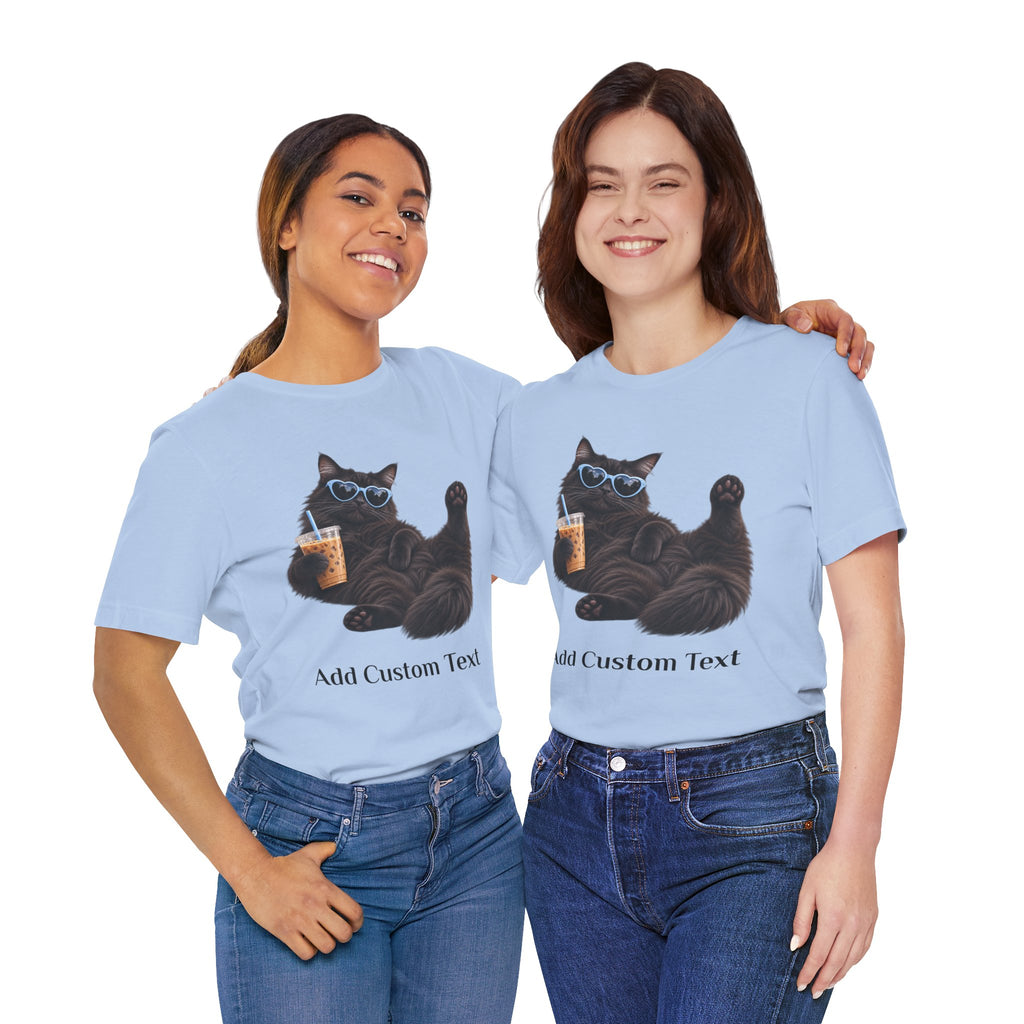 Custom Cat Shirt Personalized Ice Coffee Cat Mom T-shirt Funny Cats and Coffee Shirt for Cat Lovers