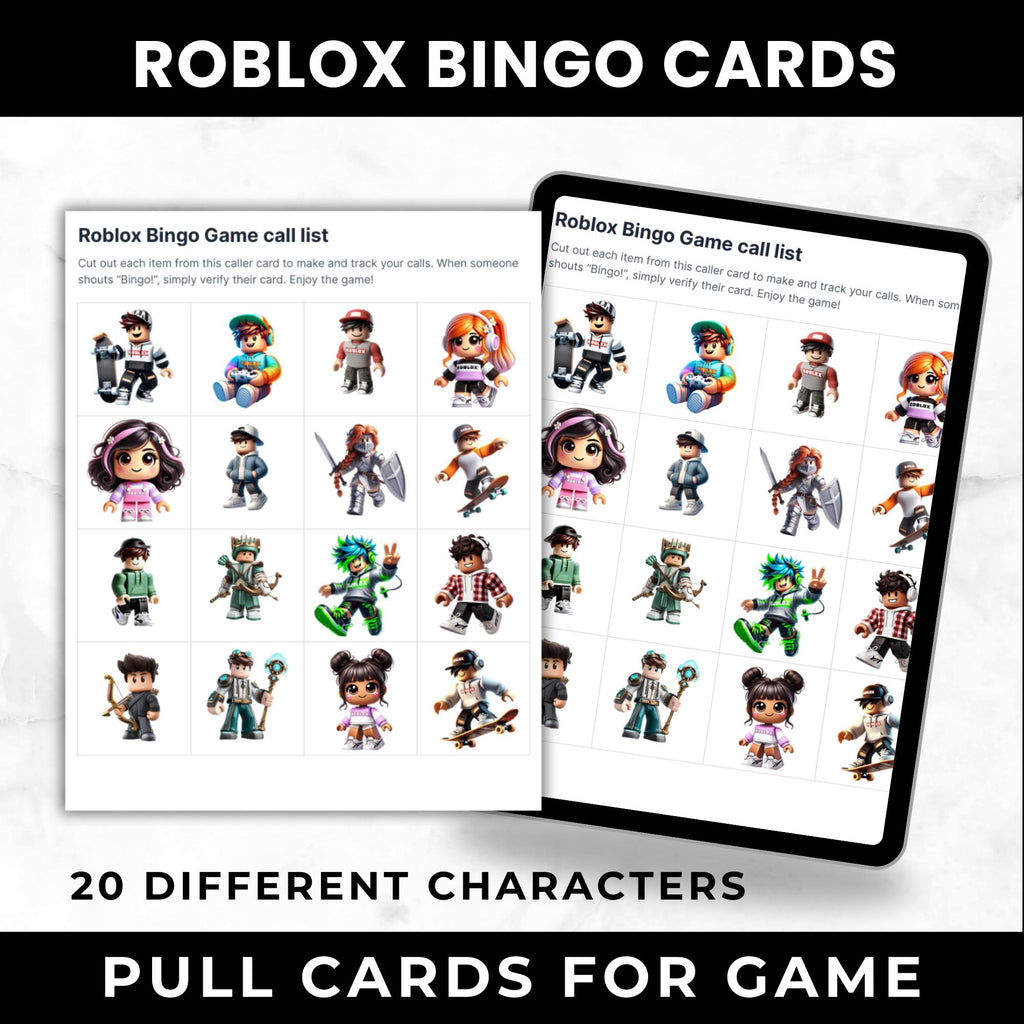 Roblox Birthday Game | Roblox Bingo Cards | Printable Bingo Game for Kids | Roblox Birthday Party Activity