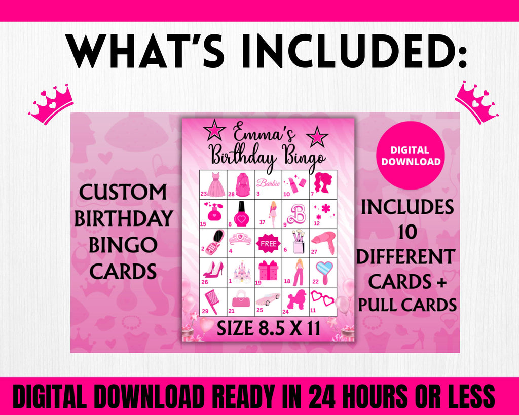 Custom Fashion Doll Birthday Coloring Page | Girls Birthday Bingo Cards| | Personalized Doll Birthday Activity Bundle