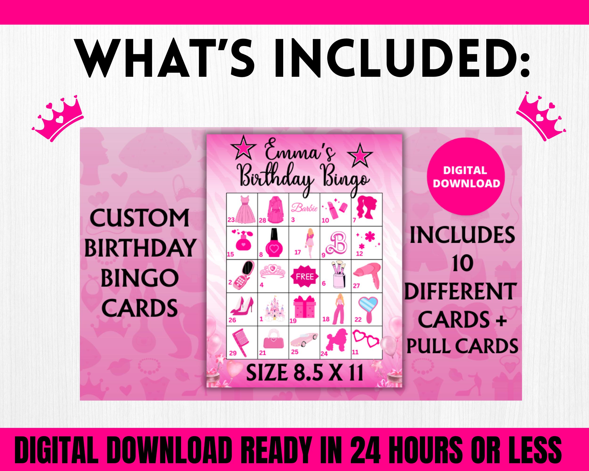 Custom Fashion Doll Birthday Coloring Page | Girls Birthday Bingo Cards| | Personalized Doll Birthday Activity Bundle