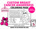 Custom Halloween Breast Cancer Awareness Coloring Page | In October We Wear Pink | Printable Coloring Sheet | Pink Ribbon Designs Digital