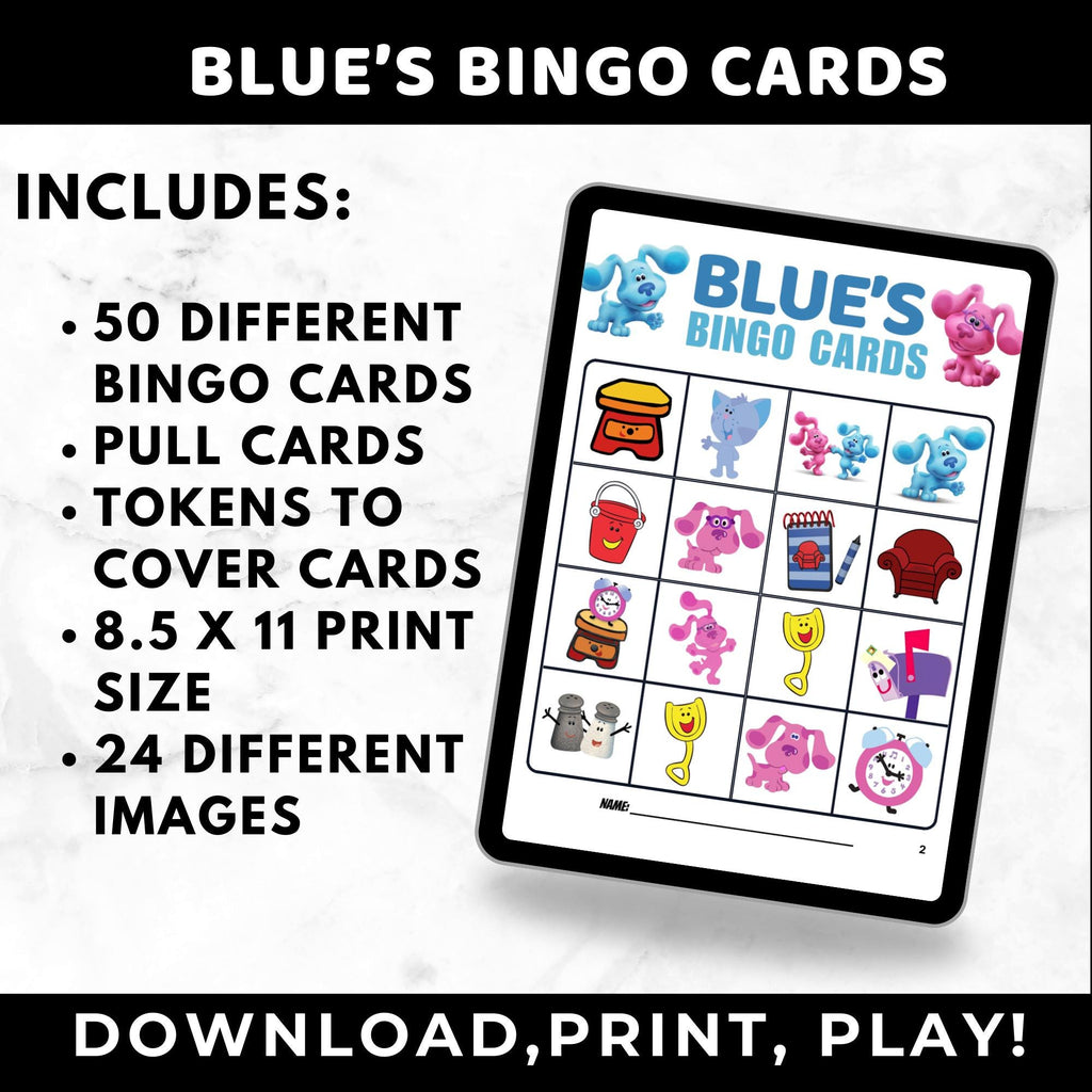 Blue's Bingo Cards | Blue's Clues Birthday Game | Printable Bingo Cards for Kids