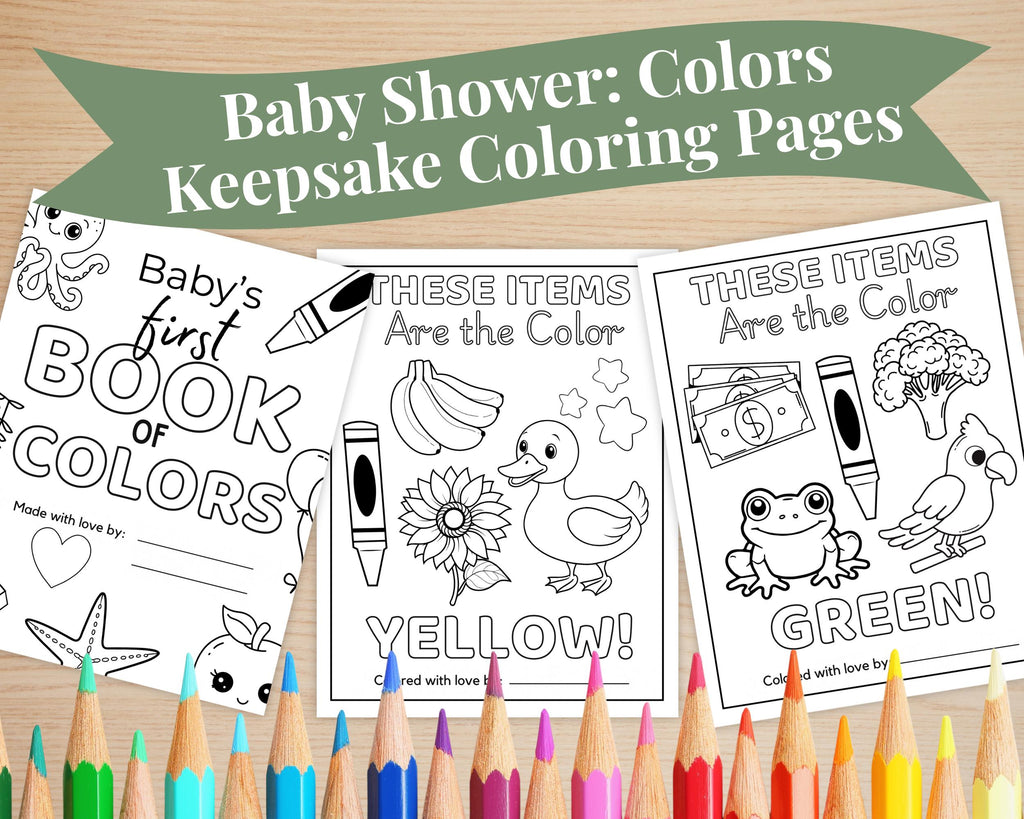 Baby Shower Coloring Activity Keepsake Baby's First Color Book Baby Shower Activity Printable Color Matching Game Color of the Week