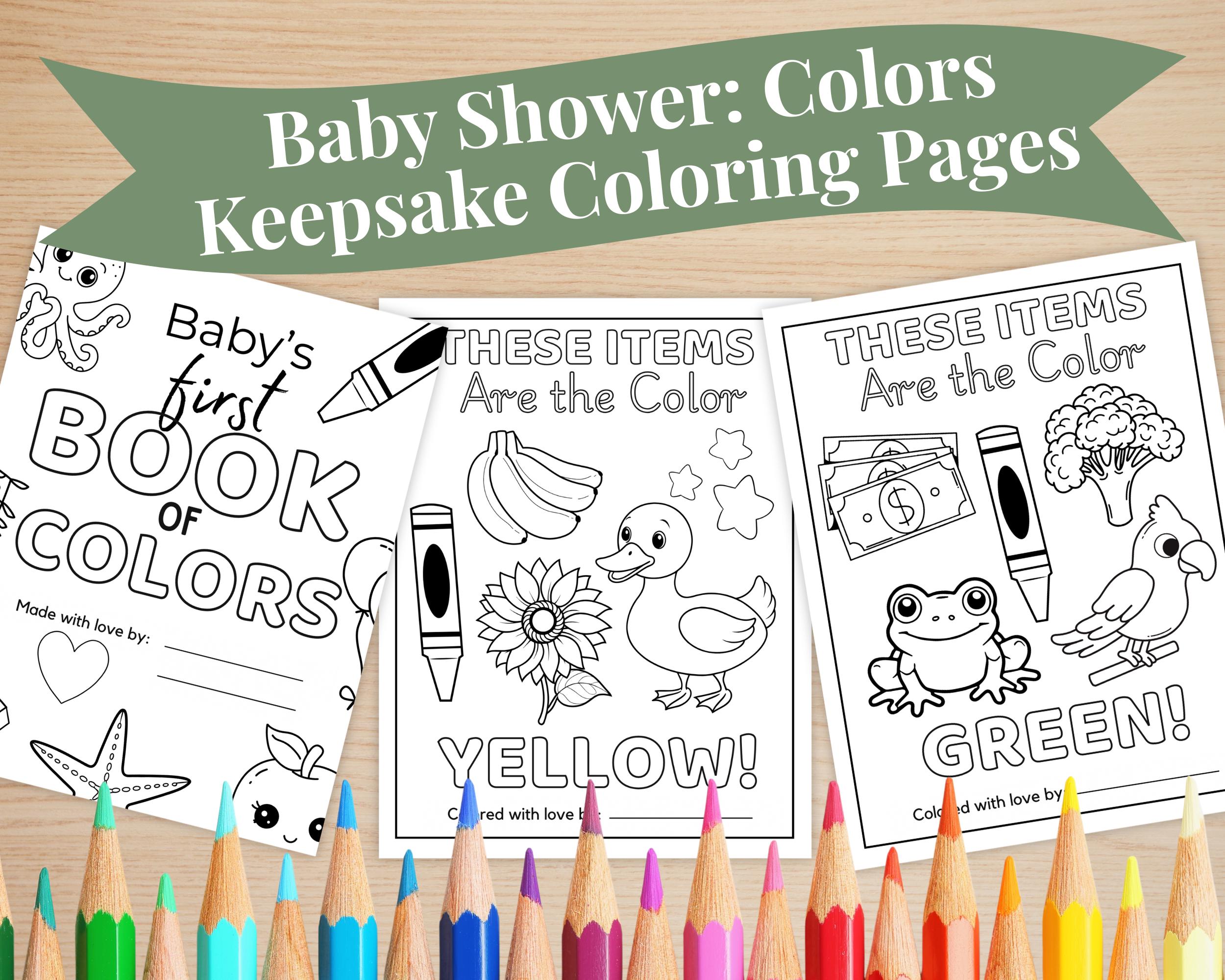 Baby Shower Coloring Activity Keepsake Baby's First Color Book Baby Shower Activity Printable Color Matching Game Color of the Week