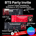 BTS Party Invitation Template | BTS Concert Ticket Invite | Editable Canva Invite | BTS Birthday Invitation | Kpop Birthday Party Invite |