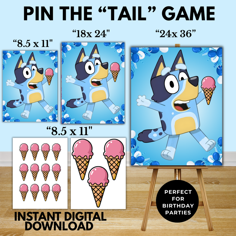 Bluey Pin the Tail Game Printable Birthday Party Kids