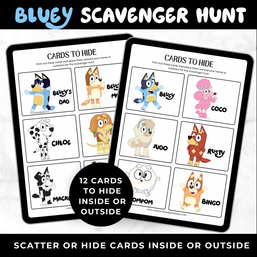 Bluey Scavenger Hunt Game for Kids | Bluey Birthday Game