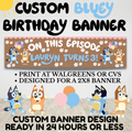 Bluey Birthday Banner Custom Design 2x8 ft | Personalized Kids Party Banner | Bluey Party Decorations | Ready in 24 Hours