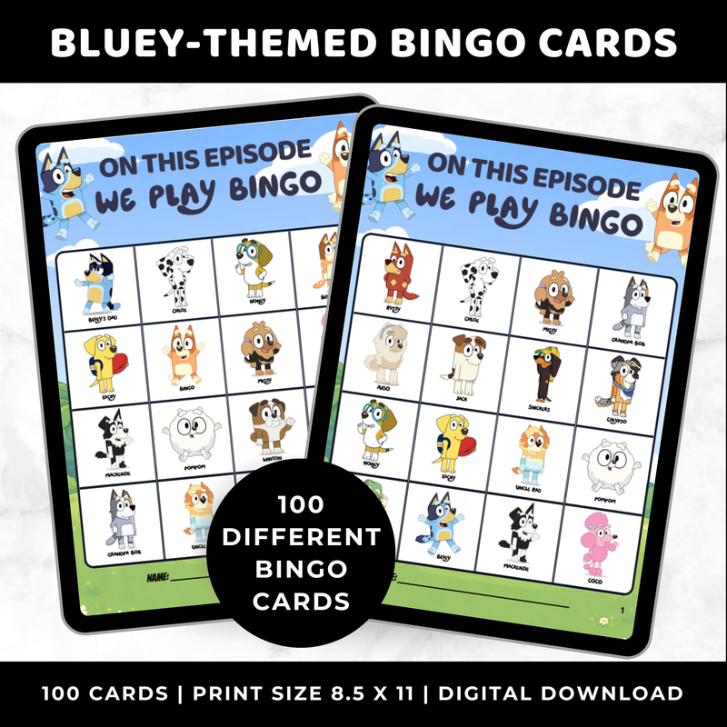 Bluey Bingo Cards Printable 5 Year Old Birthday Party