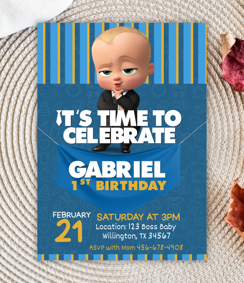Boss Baby birthday invitation printable, invitation design