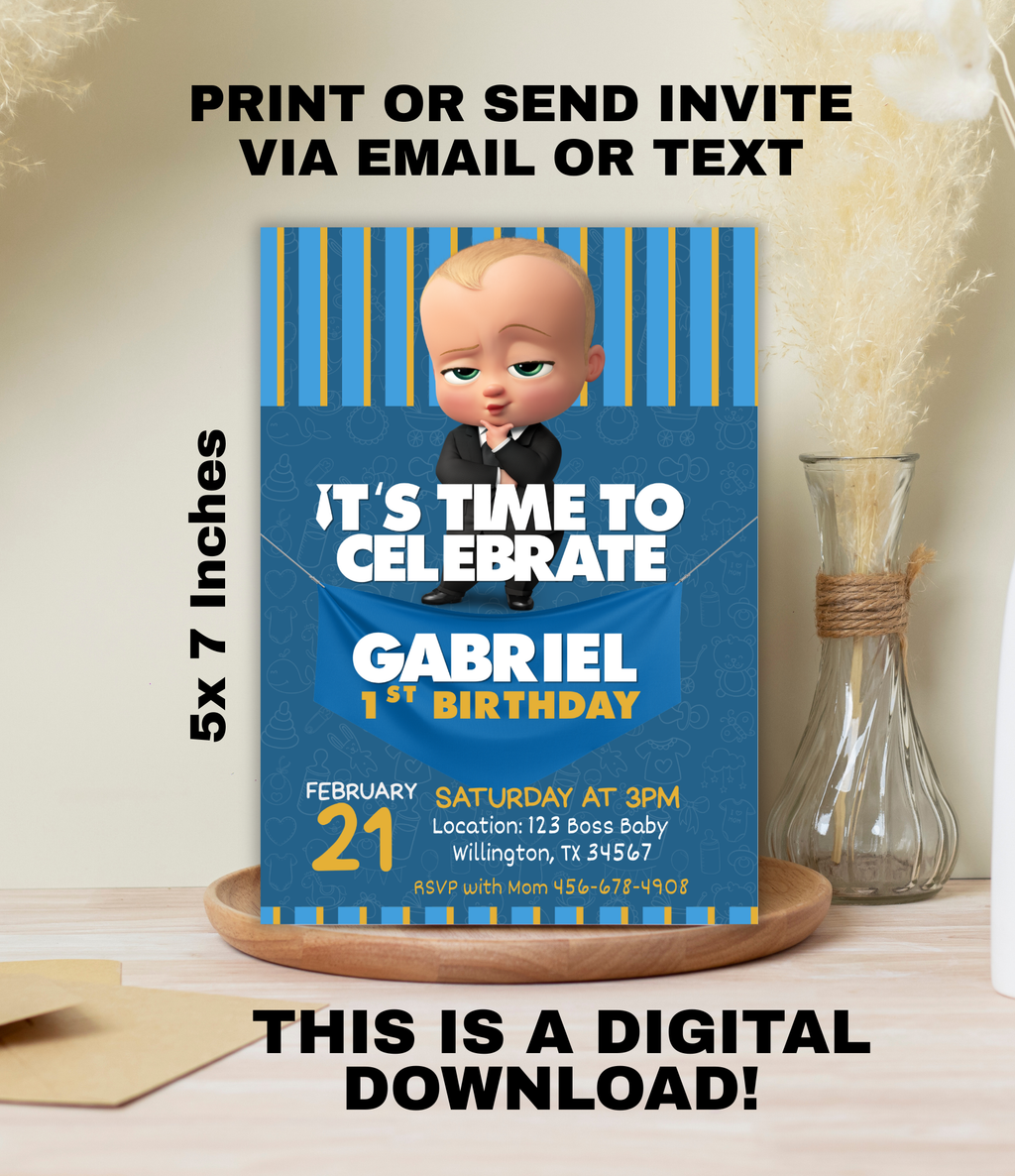Boss Baby birthday invitation printable, invitation design