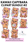 Daily Life Capybara clipart PNG instant download, bundle preview