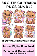Daily Life Capybara clipart PNG instant download, bundle preview