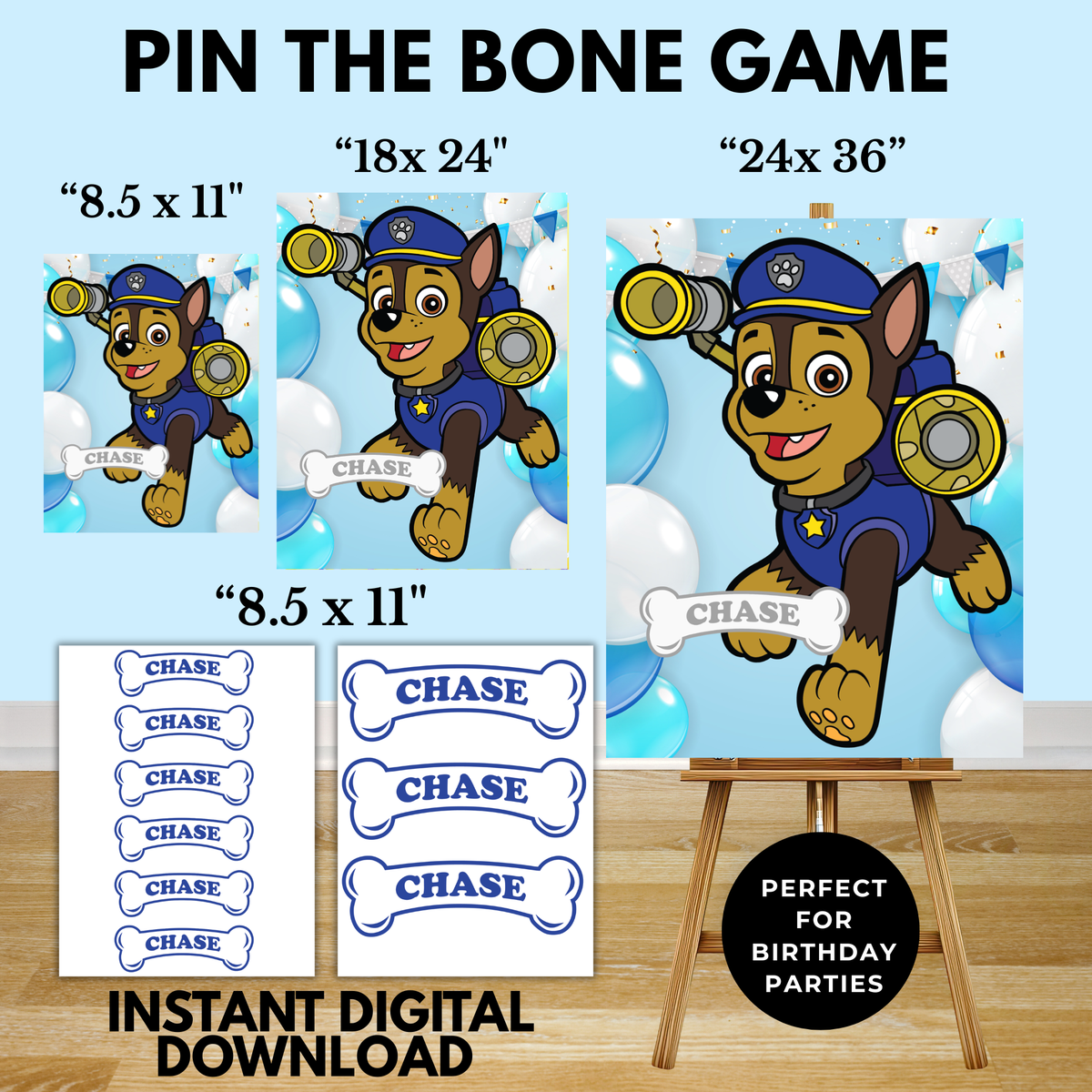 Chase Paw Patrol Pin the Bone Indoor Game Printable