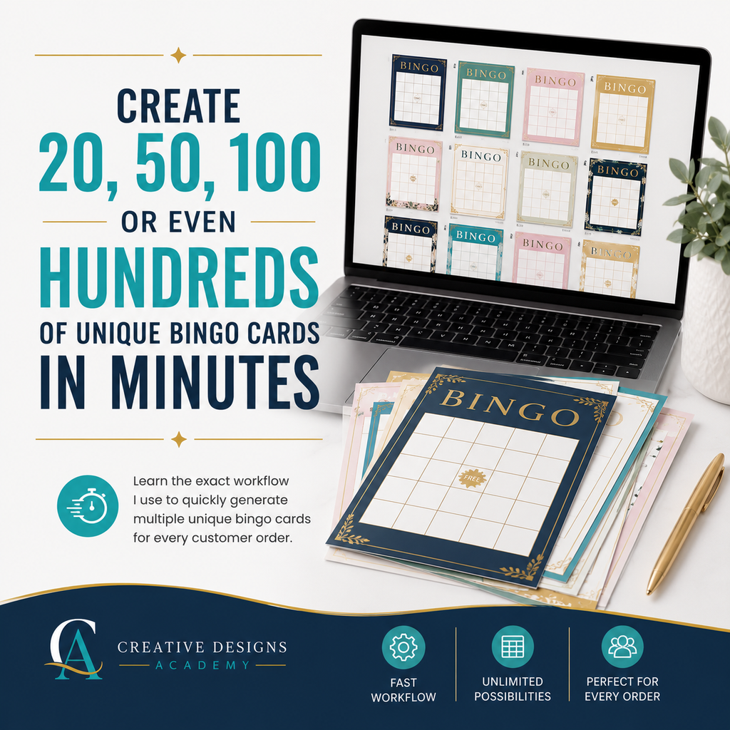 How to Create & Sell Custom Bingo Cards Online | Canva Course for Beginners | Digital Product Business Training + eGuide