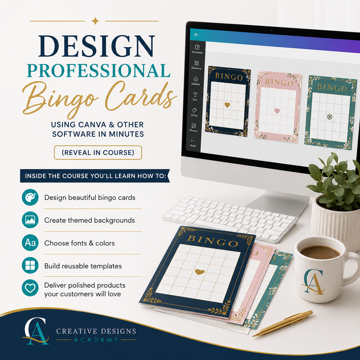 How to Create & Sell Custom Bingo Cards Online | Canva Course for Beginners | Digital Product Business Training + eGuide
