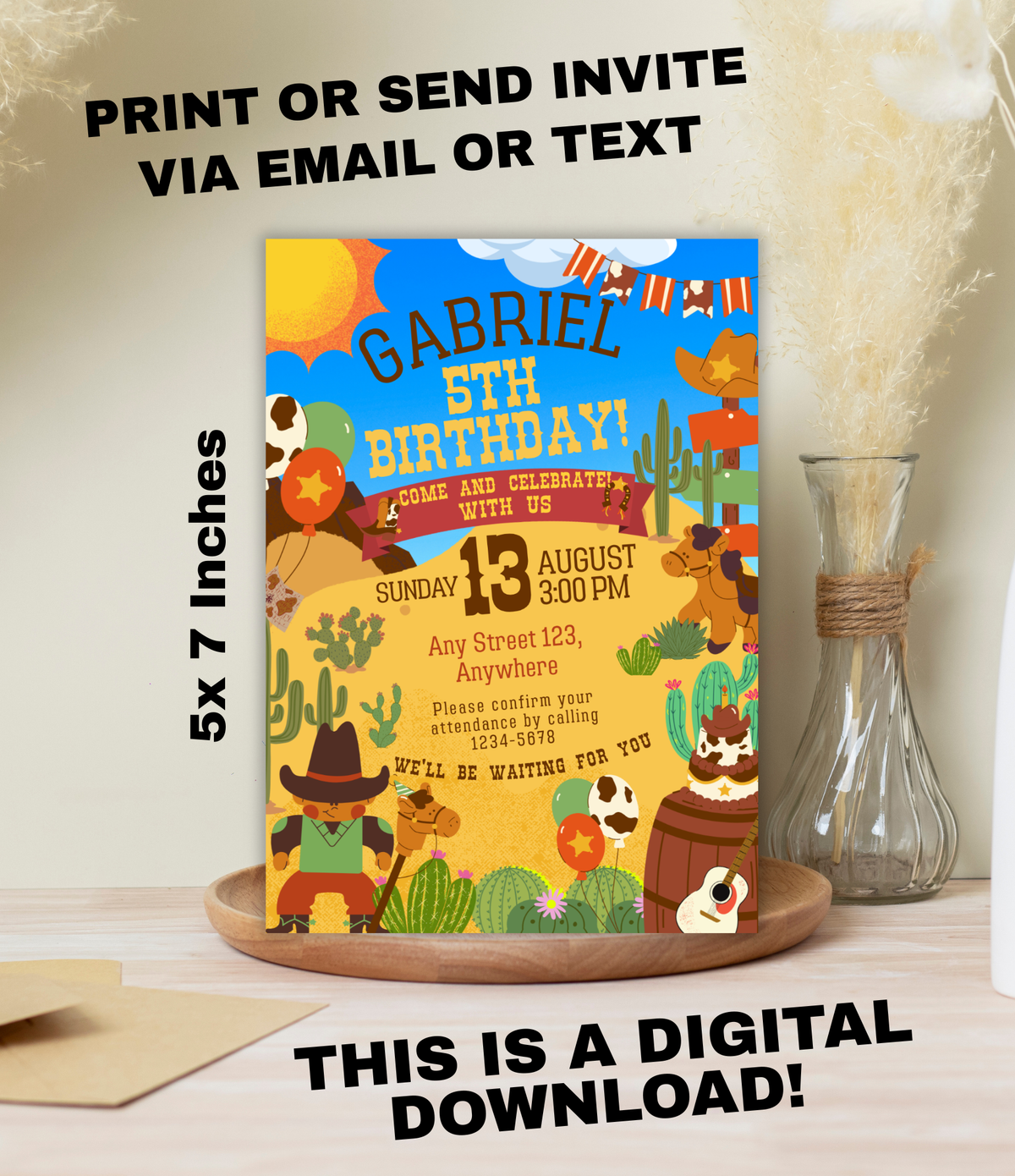Cowboy birthday invitation printable, invitation design