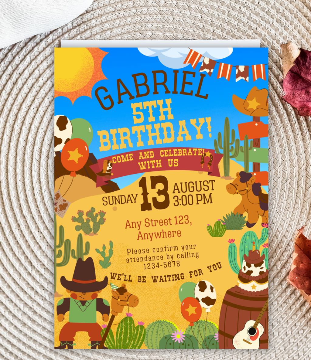 Cowboy birthday invitation printable, invitation design