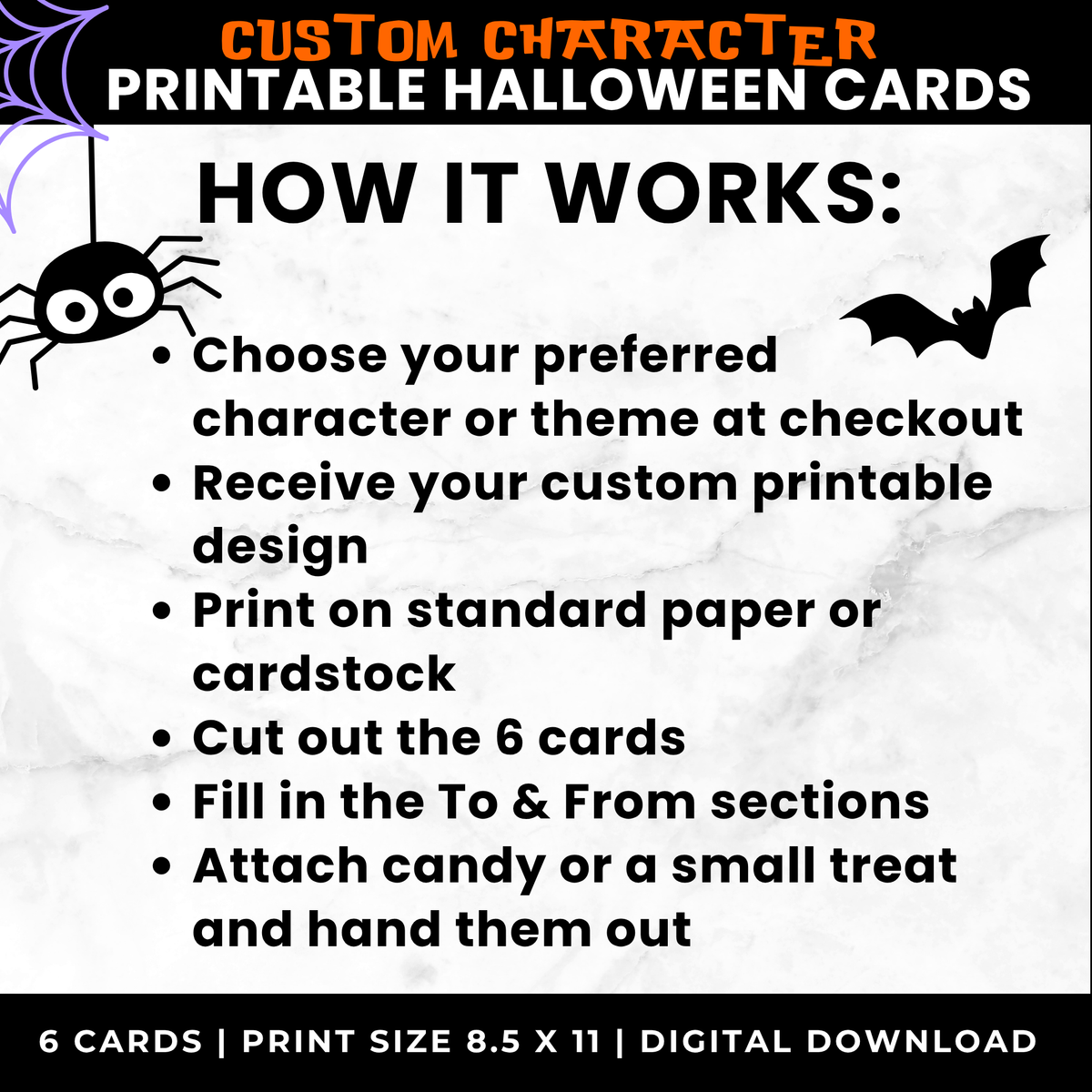 Custom Character Halloween Candy Cards Printable for Kids
