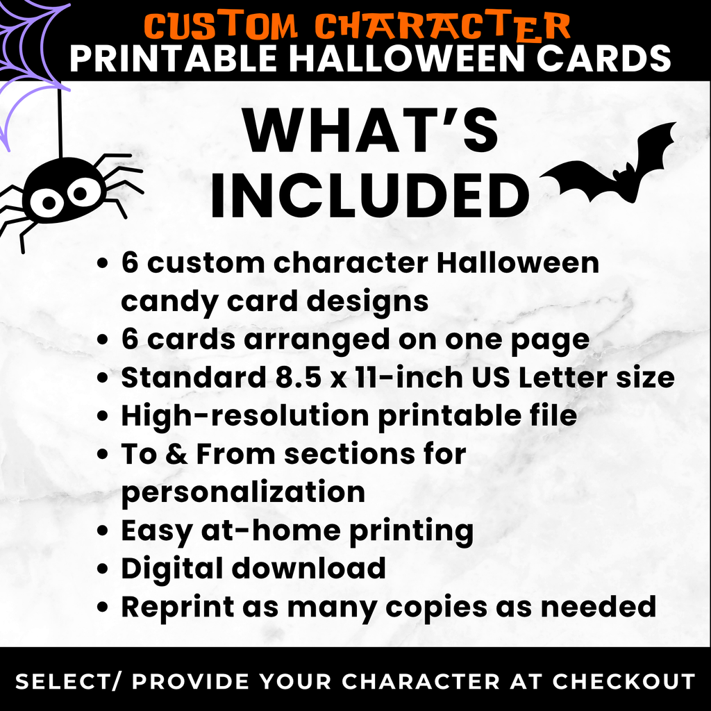 custom character Halloween cards for kids 