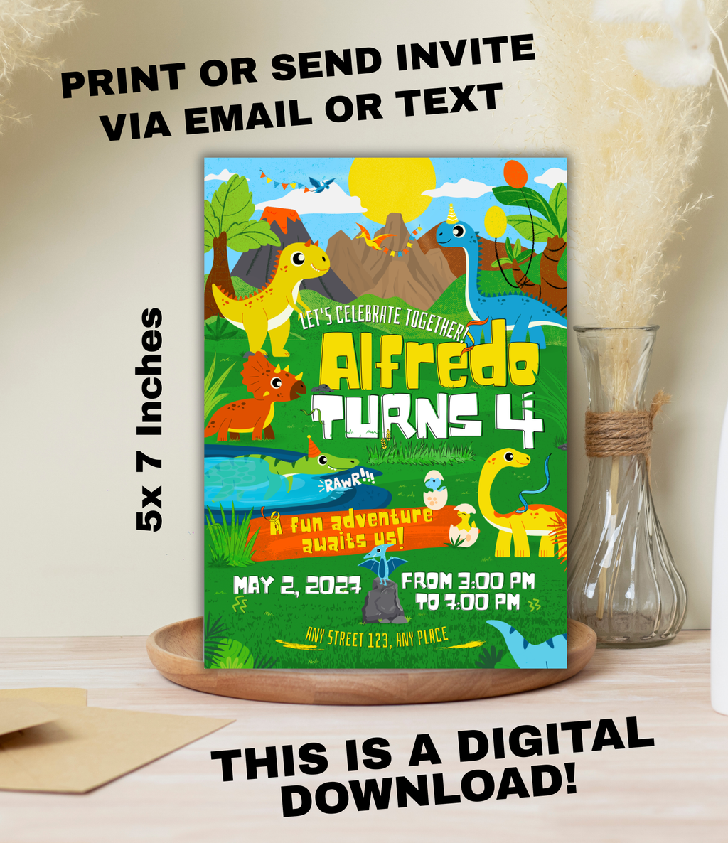 Dinosaur birthday invitation printable, invitation design