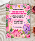Pink Dinosaur birthday invitation printable, invitation design