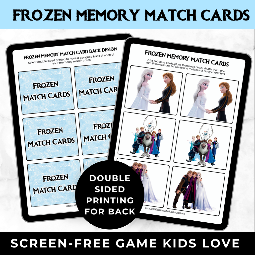 Frozen Memory Match Game Printable | Frozen Birthday Party Game for Kids |Screen-Free Game