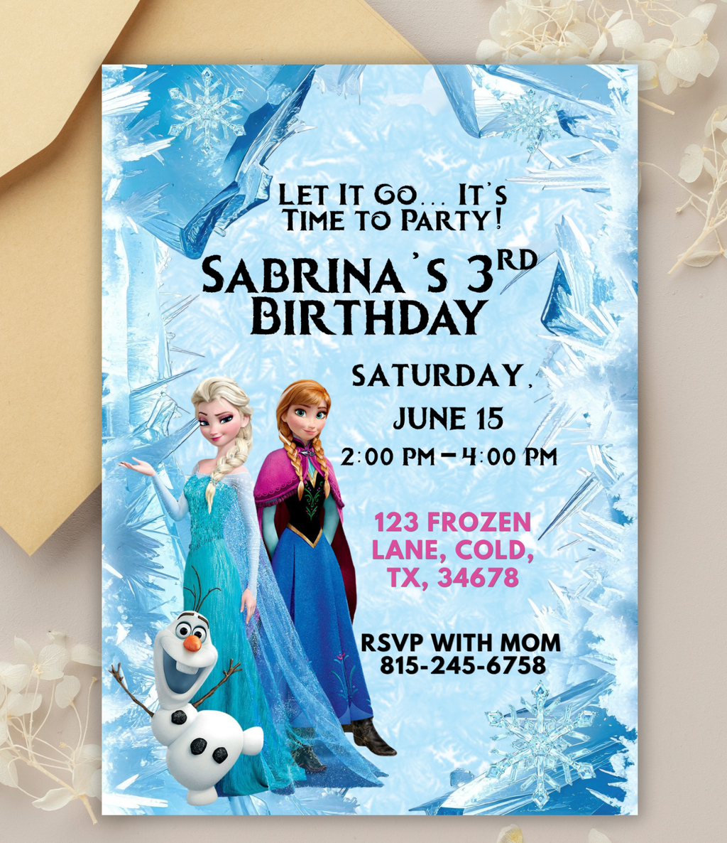 Frozen Birthday Invitation | Frozen Theme Party Invite for Girls | Toddler Birthday Invite