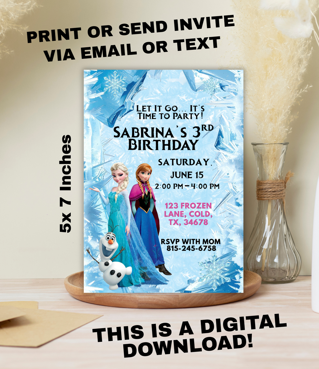 Frozen Birthday Invitation | Frozen Theme Party Invite for Girls | Toddler Birthday Invite