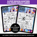 K-Pop Demon Hunter Coloring Bingo Cards | K-Pop Coloring Activity