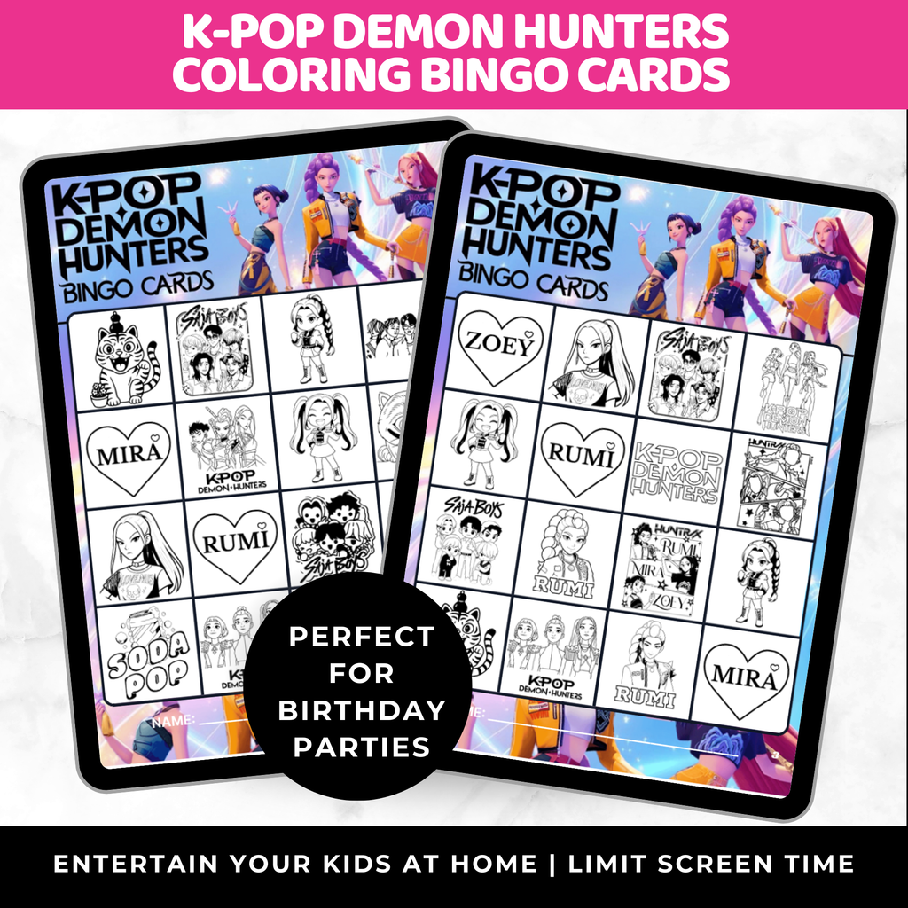 K-Pop Demon Hunter Coloring Bingo Cards | K-Pop Coloring Activity