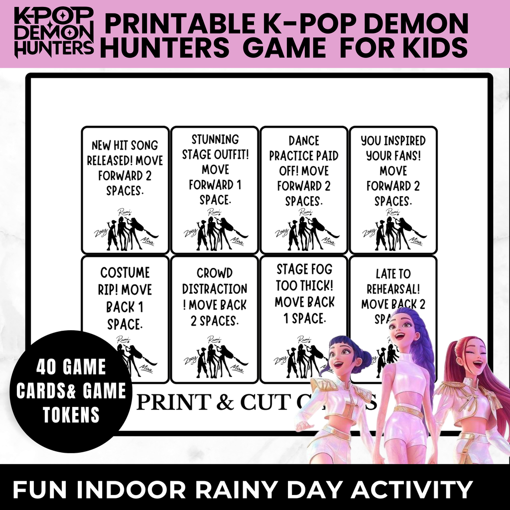 K-Pop Demon Hunter Printable Board Game – Kids Birthday Party Game