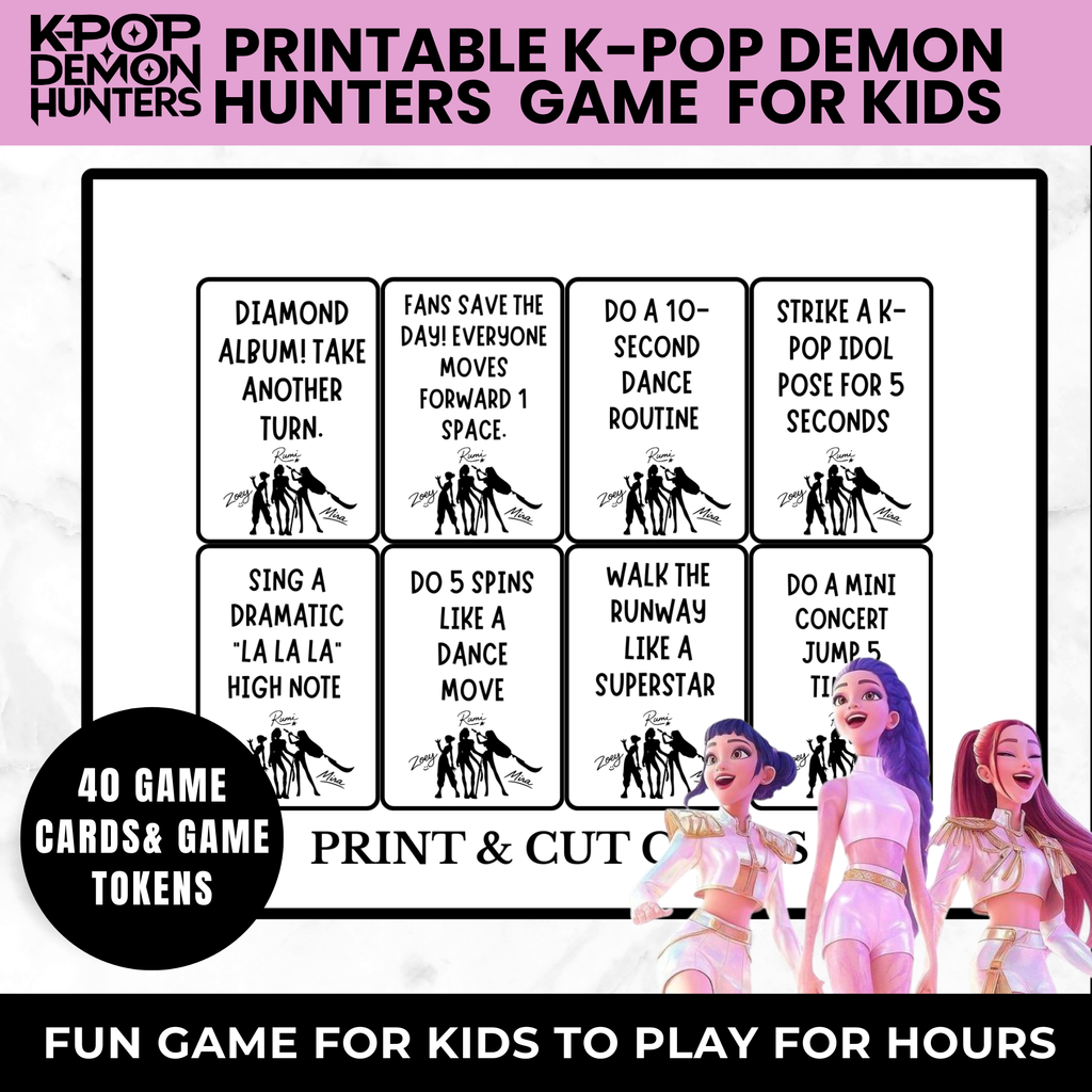 K-Pop Demon Hunter Printable Board Game – Kids Birthday Party Game