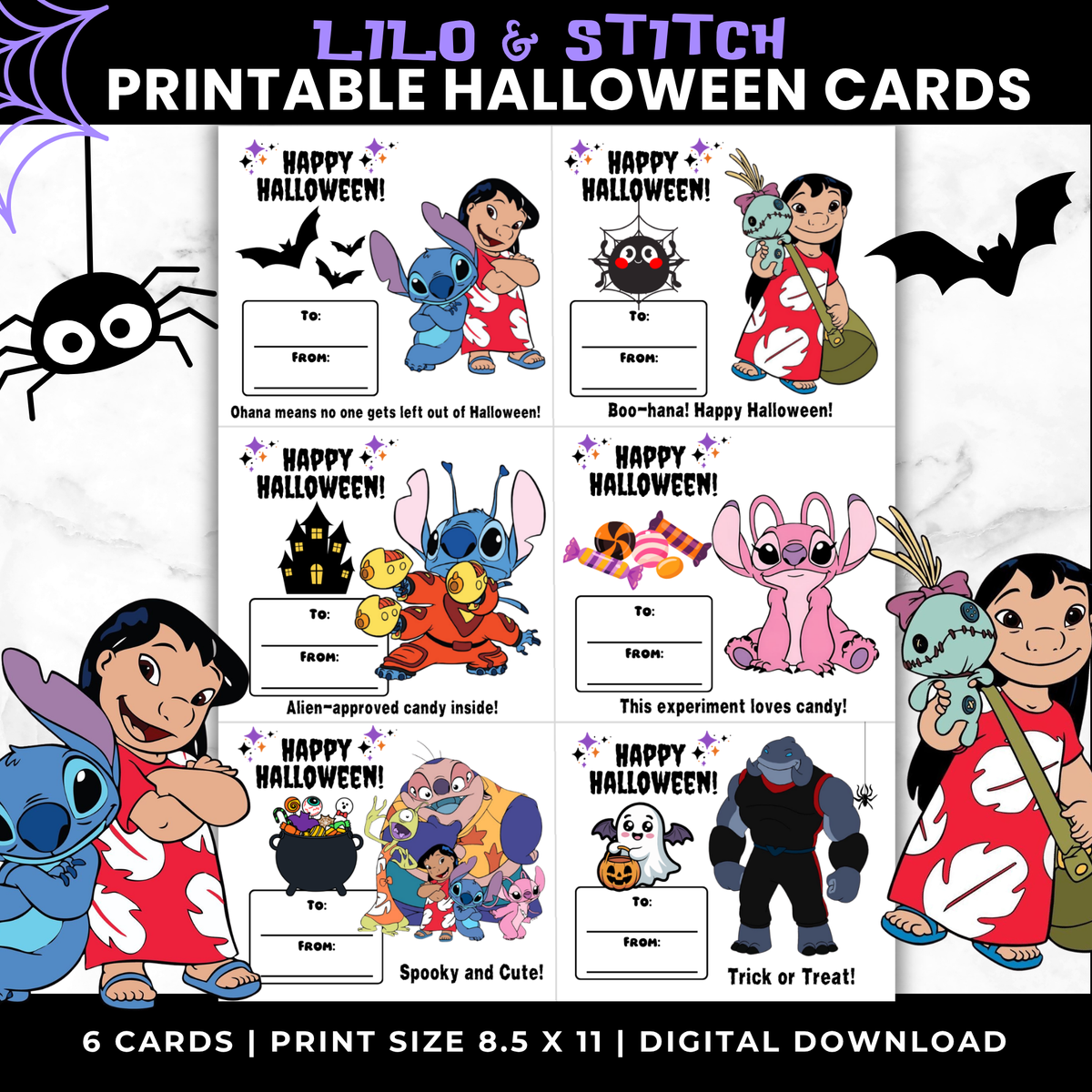 Lilo & Stitch treat cards printable, card design