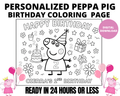 Personalized Peppa Pig Birthday Coloring Page | Custom Kids Coloring Sheet with Name & Age | Peppa Party Activity Printable