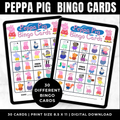 Peppa Pig Bingo Cards Printable | Peppa Pig Birthday Party Game for Kids | 30 Unique Bingo Cards | Classroom Activity | Instant Download