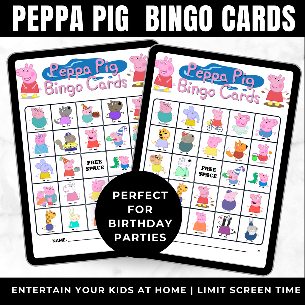 Peppa Pig Bingo Cards Printable | Peppa Pig Birthday Party Game for Kids | 30 Unique Bingo Cards | Classroom Activity | Instant Download