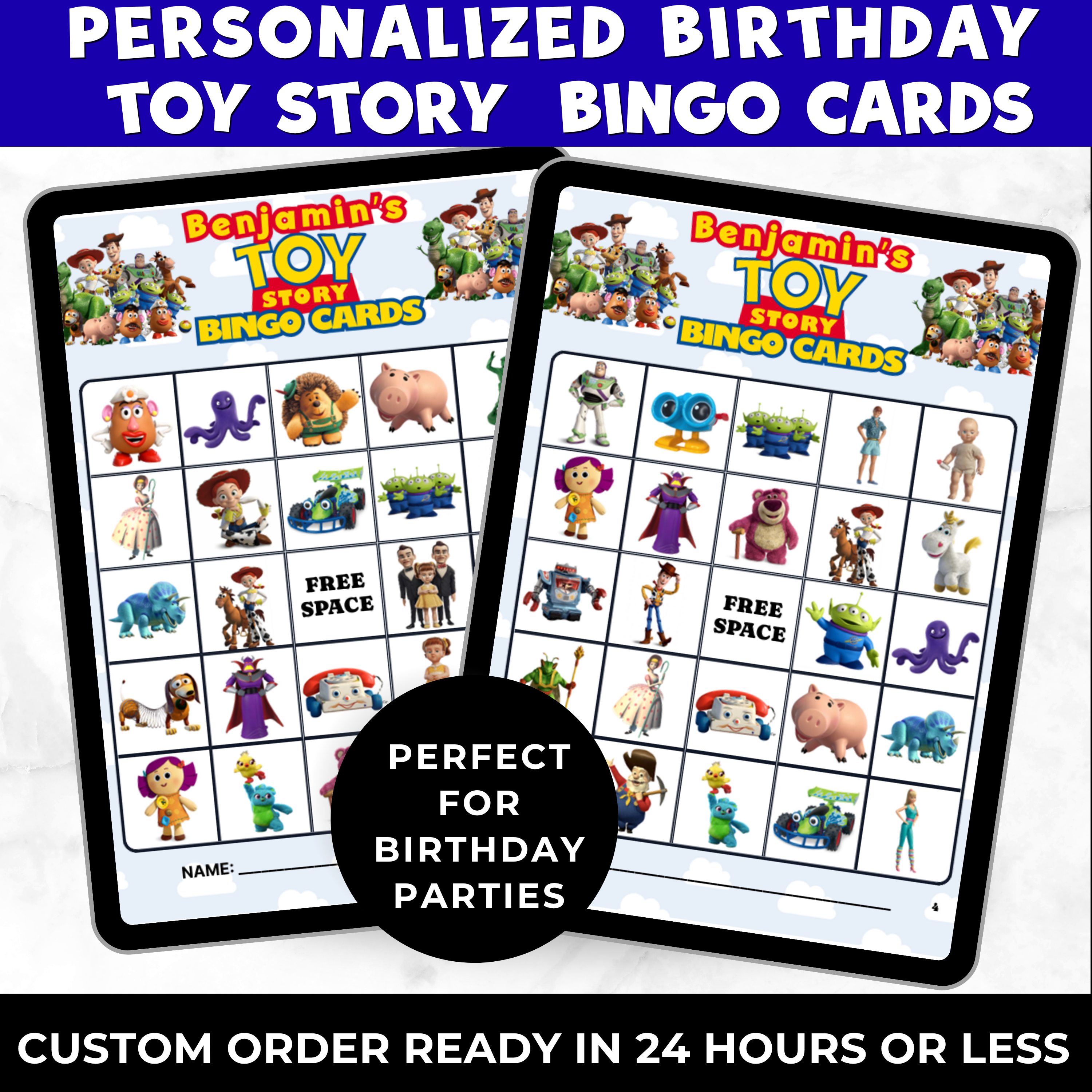 Personalized Toy Story Bingo Cards Printable | Toy Story Birthday Party Game