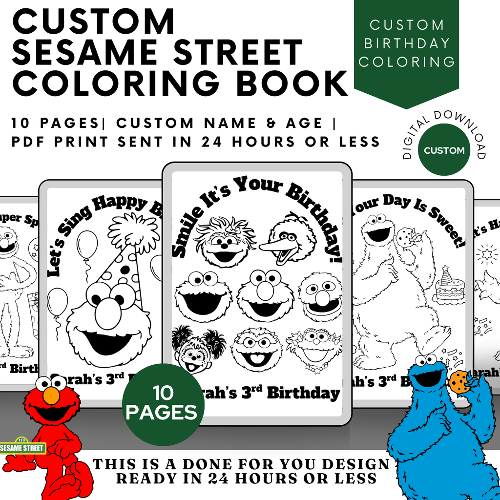 Personalized Elmo Birthday Coloring Book | Custom Kids Printable