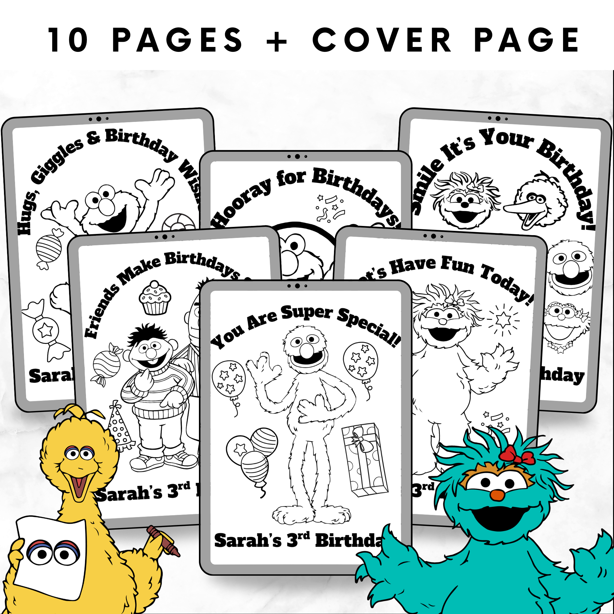 Personalized Elmo Birthday Coloring Book | Custom Kids Printable