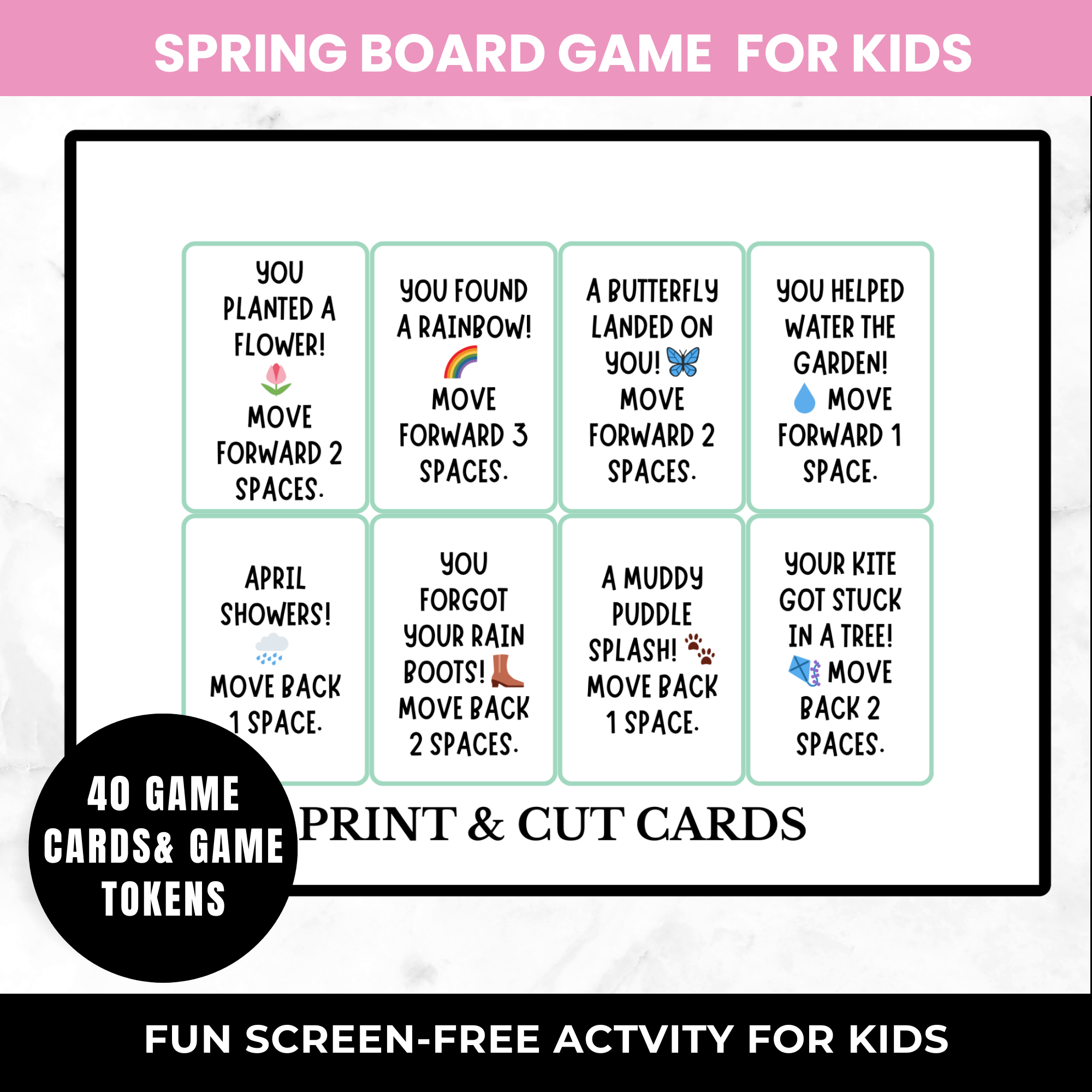 Spring Board Game for Kids Printable