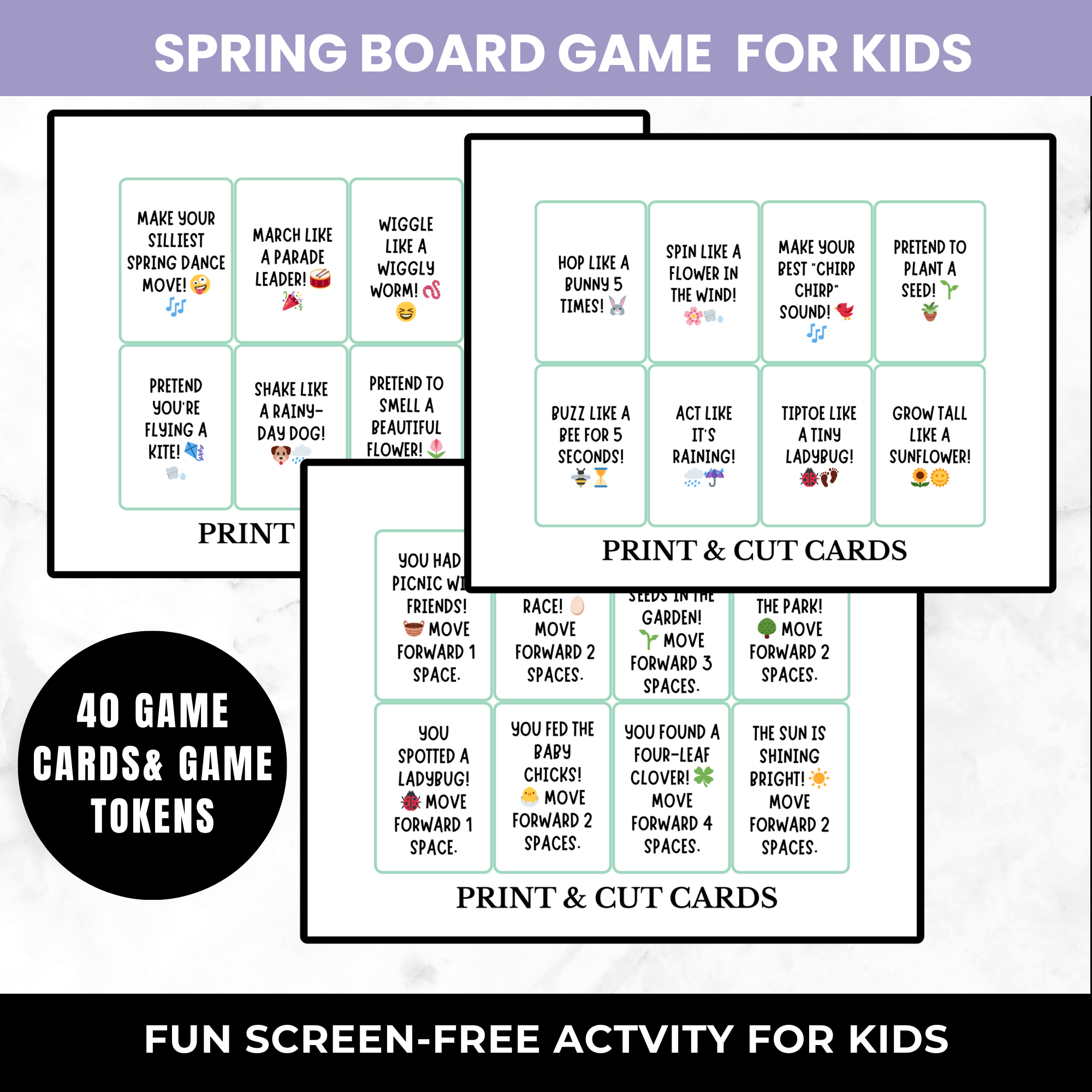 Spring Board Game for Kids Printable