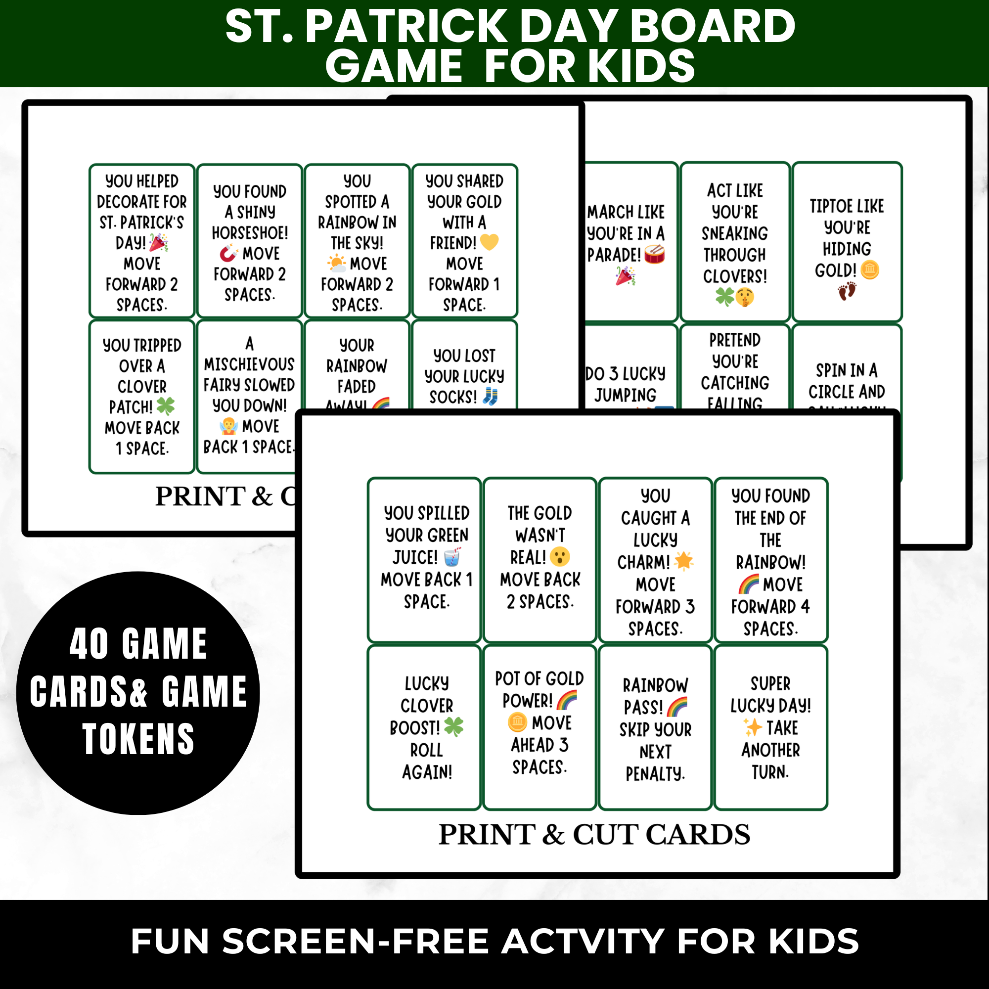 St Patrick’s Day Board Game for Kids Printable